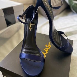 Navy blue ankle strap Lulu heels
